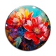 Cabochon Verre - fleur rouge