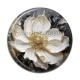 Cabochon Résine - fleur blanche et dorée