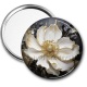 Miroir de poche - fleur blanche et dorée