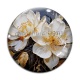 Cabochon Verre - fleur blanche