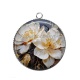 Pendentif Cabochon Argent - fleur blanche