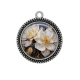 Pendentif Cabochon Argent - fleur blanche