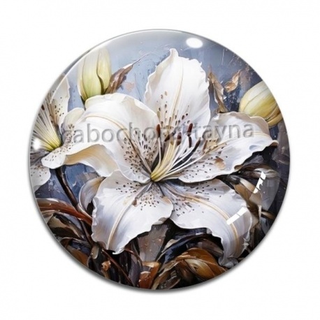 Cabochon Verre - fleur lys