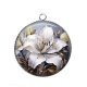 Pendentif Cabochon Argent - fleur lys