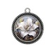 Pendentif Cabochon Argent - fleur lys