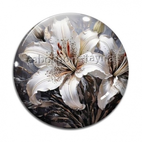 Cabochon Verre - fleur lys