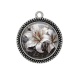 Pendentif Cabochon Argent - fleur lys