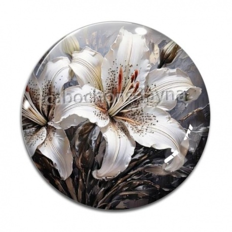 Cabochon Verre - fleur lys