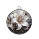 Pendentif Cabochon Argent - fleur lys