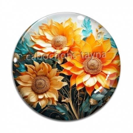 Cabochon Verre - tournesol