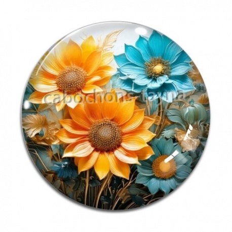 Cabochon Verre - tournesol