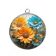 Pendentif Cabochon Argent - tournesol
