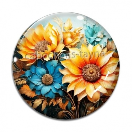 Cabochon Verre - tournesol