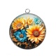 Pendentif Cabochon Argent - tournesol