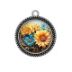 Pendentif Cabochon Argent - tournesol
