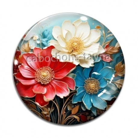 Cabochon Verre - fleur 