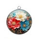 Pendentif Cabochon Argent - fleur 