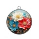 Pendentif Cabochon Argent - fleur 