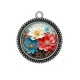 Pendentif Cabochon Argent - fleur 