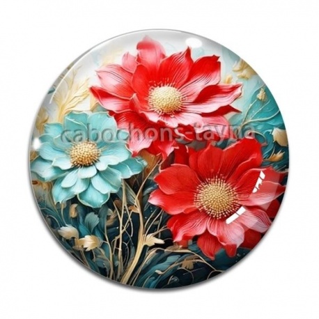 Cabochon Verre - fleur 
