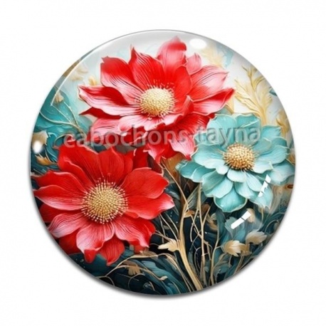 Cabochon Verre - fleur 