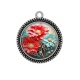 Pendentif Cabochon Argent - fleur 