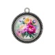 Pendentif Cabochon Argent - fleur pivoine