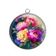 Pendentif Cabochon Argent - fleur pivoine