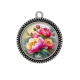 Pendentif Cabochon Argent - fleur pivoine