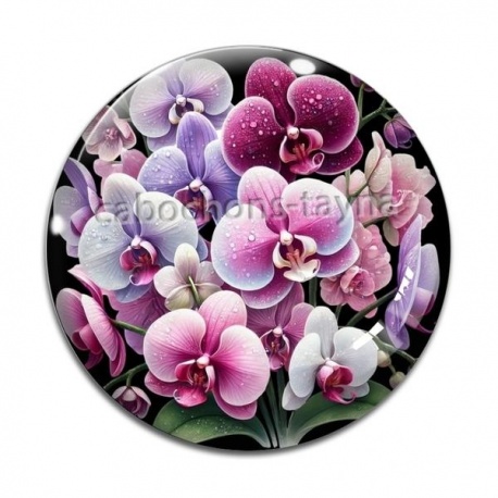 Cabochon Verre -  orchidée