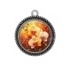 Pendentif Cabochon Argent -  orchidée