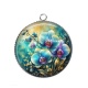 Pendentif Cabochon Argent -  orchidée