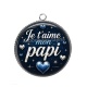 Pendentif Cabochon Argent - je t'aime mon papi