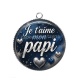 Pendentif Cabochon Argent - e t'aime mon papi