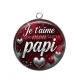 Pendentif Cabochon Argent - e t'aime mon papi
