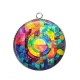 Pendentif Cabochon Argent - Fond Géométrique