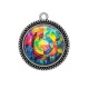 Pendentif Cabochon Argent - Fond Géométrique
