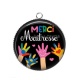 Pendentif Cabochon Argent - merci maîtresse