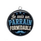 Pendentif Cabochon Argent - je suis un parrain formidable