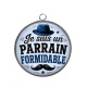 Pendentif Cabochon Argent - je suis un parrain formidable