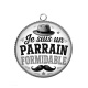 Pendentif Cabochon Argent - je suis un parrain formidable