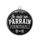 Pendentif Cabochon Argent - je suis un parrain formidable