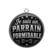 Pendentif Cabochon Argent - je suis un parrain formidable