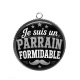 Pendentif Cabochon Argent - je suis un parrain formidable