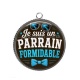 Pendentif Cabochon Argent - je suis un parrain formidable