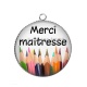 Pendentif Cabochon Argent - merci maîtresse