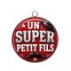 Pendentif Cabochon Argent - un super petit fils