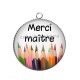 Pendentif Cabochon Argent - merci maître