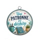 Pendentif Cabochon Argent - une patronne qui déchire