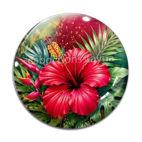 Cabochon Verre - fleur exotique